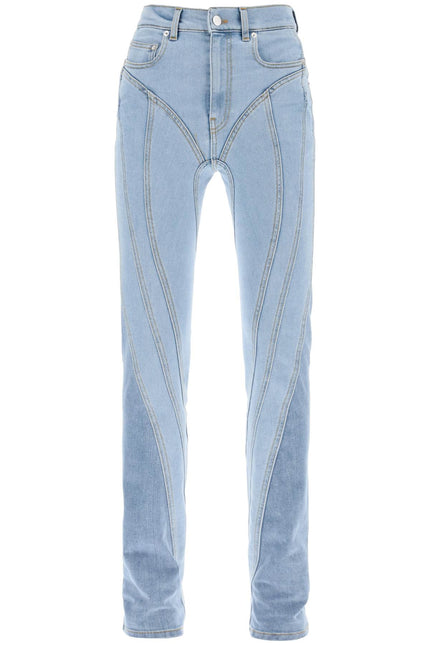 Mugler Spiral Two-Tone Skinny Jeans-Jeans-MUGLER-Mixed colours-36-Urbanheer