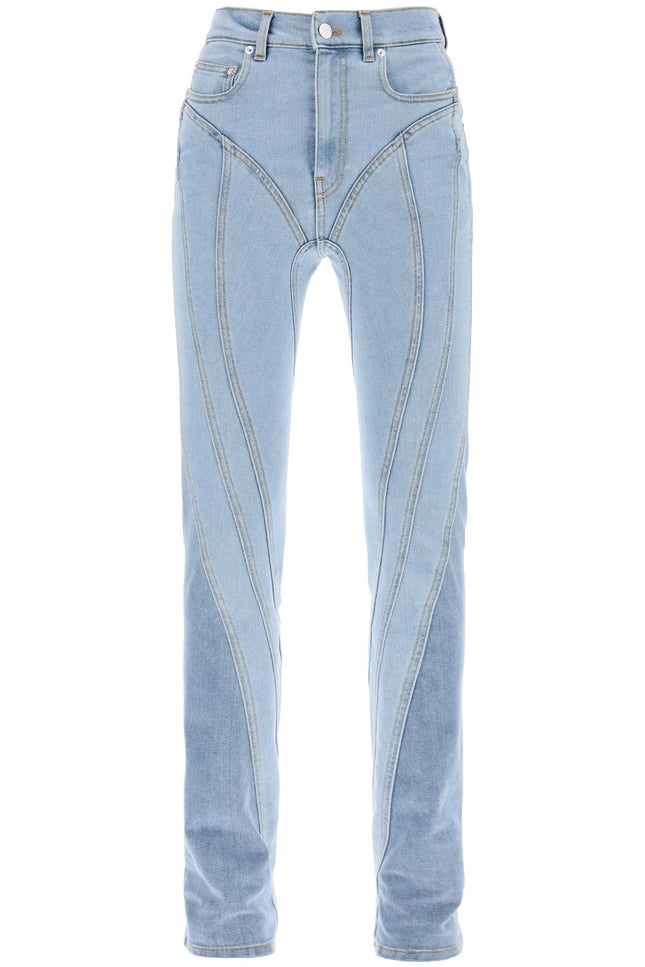 Mugler Spiral Two-Tone Skinny Jeans-Jeans-MUGLER-Mixed colours-36-Urbanheer