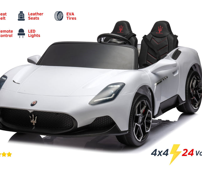 24V 4x4 Maserati MC20 2 Seater Ride on Car for Kids-Toys - Kids-Freddo Toys-White-Urbanheer