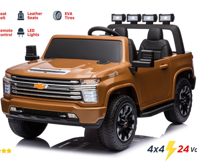 24V 4x4 Chevrolet Silverado 2 Seater Ride on Truck-Toys - Kids-Freddo Toys-Brown-Urbanheer