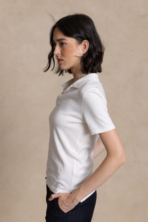 JERSEY polo-style jumper.