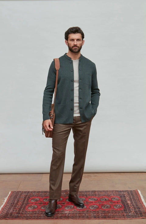 Midweight Cotton Knitted Nehru Jacket