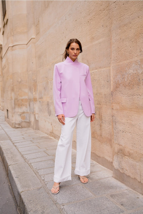 Timeless Structured Jacket with Fold-Down Officer Collar
