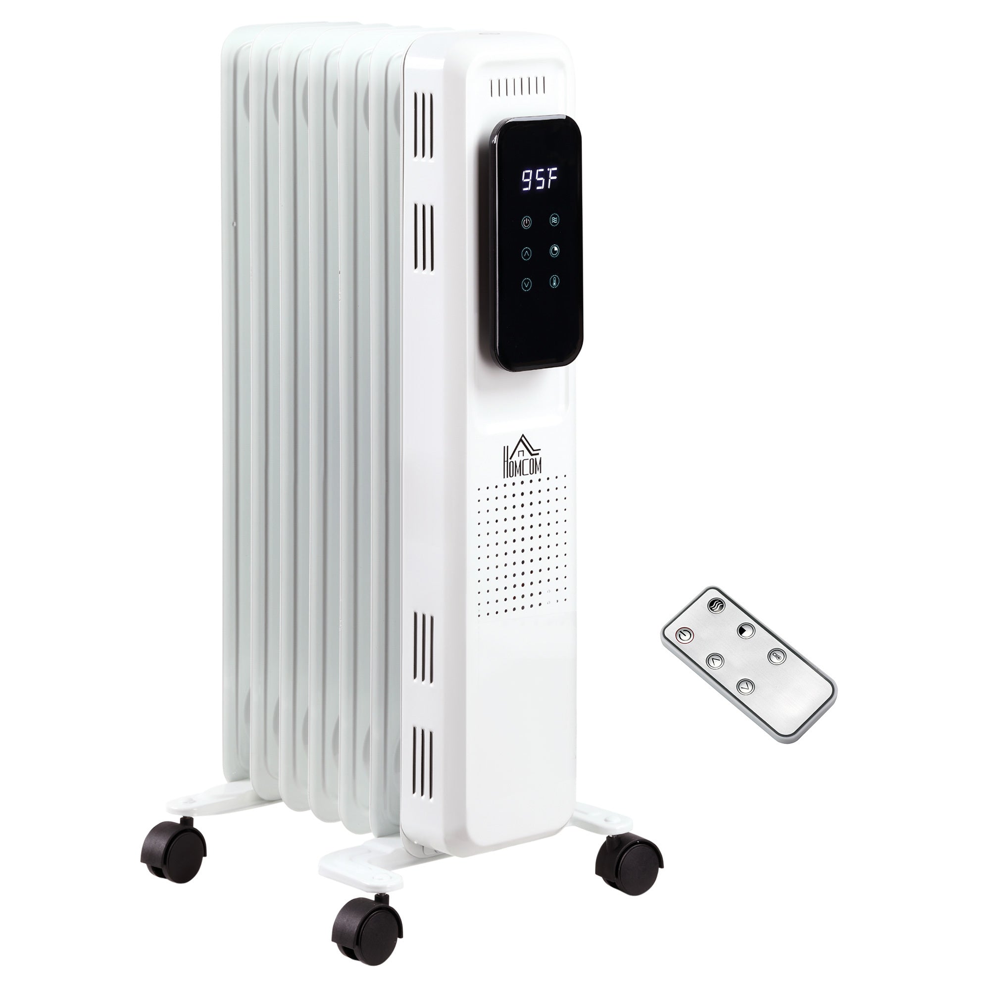 24.75' Electric Space Heater, Freestanding 161 Sq. Ft. Heater with 3 Modes, Timer, and Remote, 1500 W, White