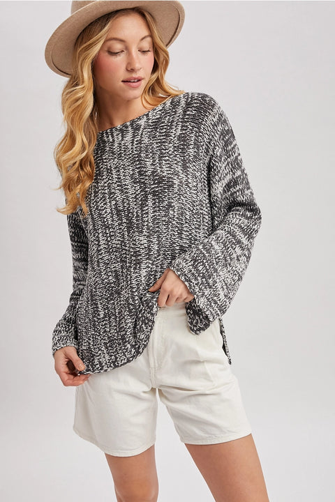 Marled Pattern Knit Sweater