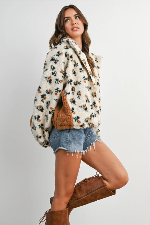 Floral Sherpa Fleece Jacket