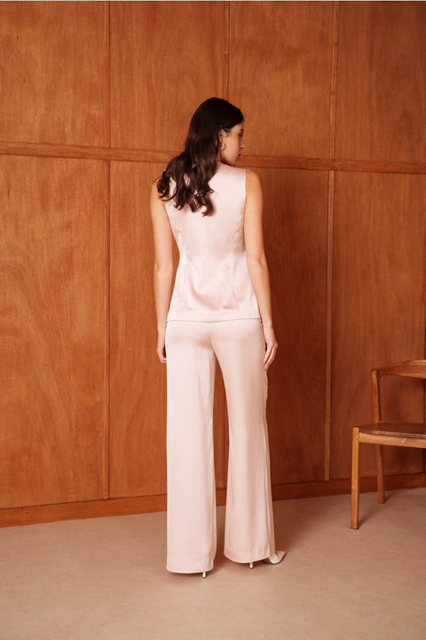 Long Sleeveless Satin Vest