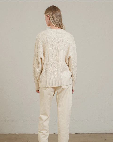 Cable Knit Varsity Sweater
