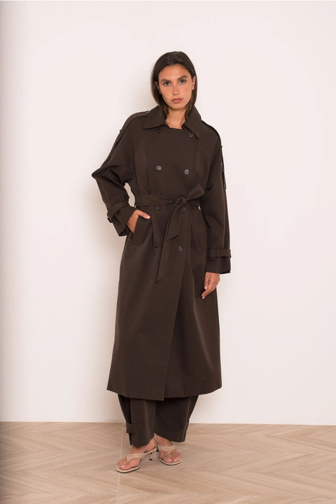 Utility Oversized Long Double-Breasted Trench