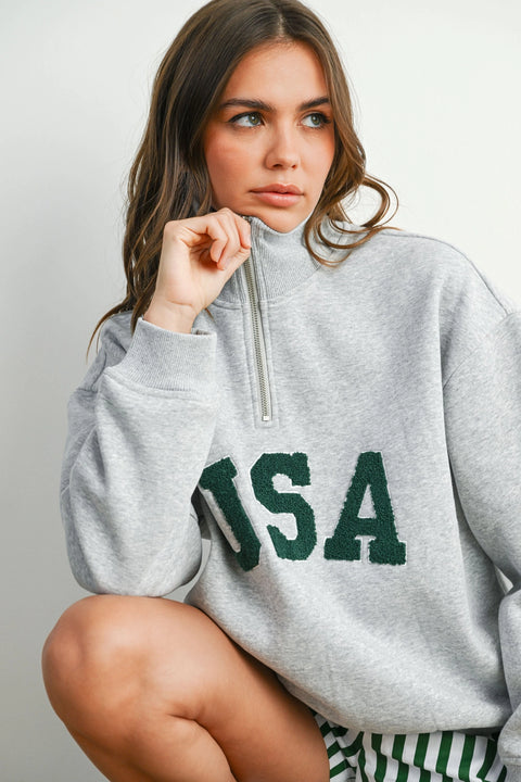 Quarter Zip Long Sleeve Sweatshirt