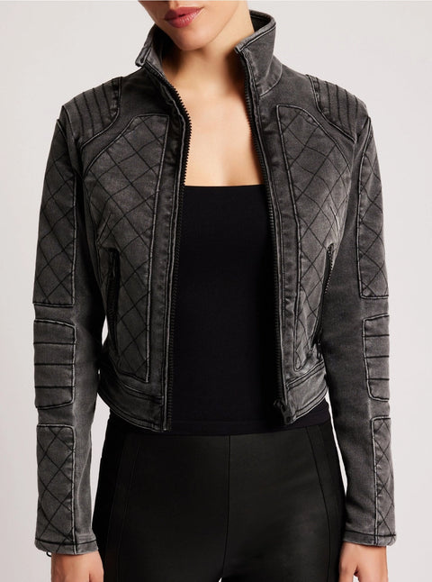 Denim Moto Jacket - Charcoal