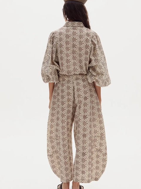 Claire Cotton Eyelet Shirt-Roberta Brown Flowers