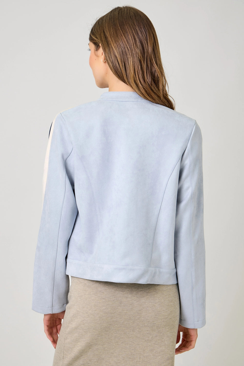 Color Blocked Moto Jacket