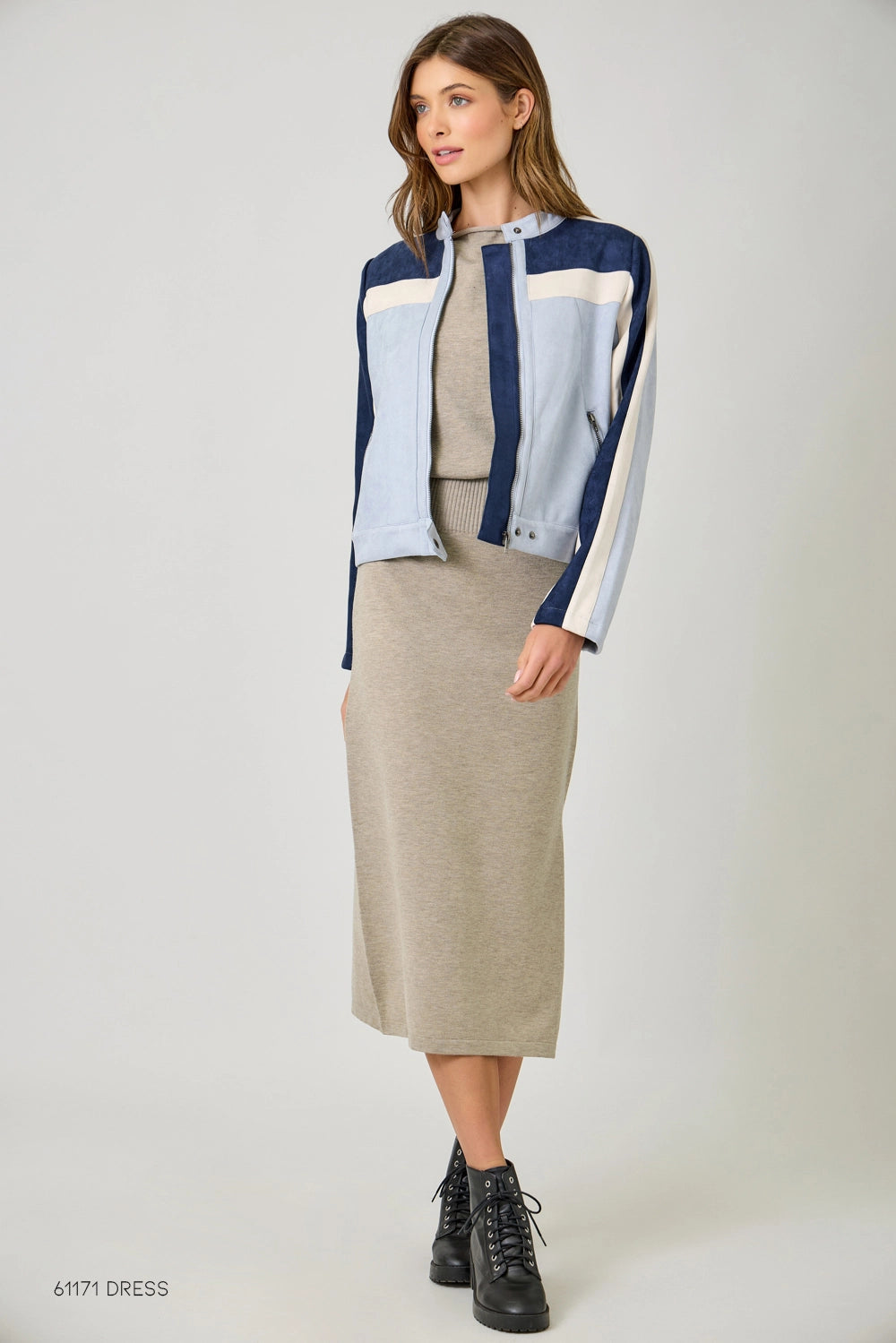 Color Blocked Moto Jacket