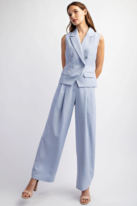 Sleeveless Textured Woven Tailored Vest-Jackets, Vests for Women-EDIT by NINE-S-Urbanheer