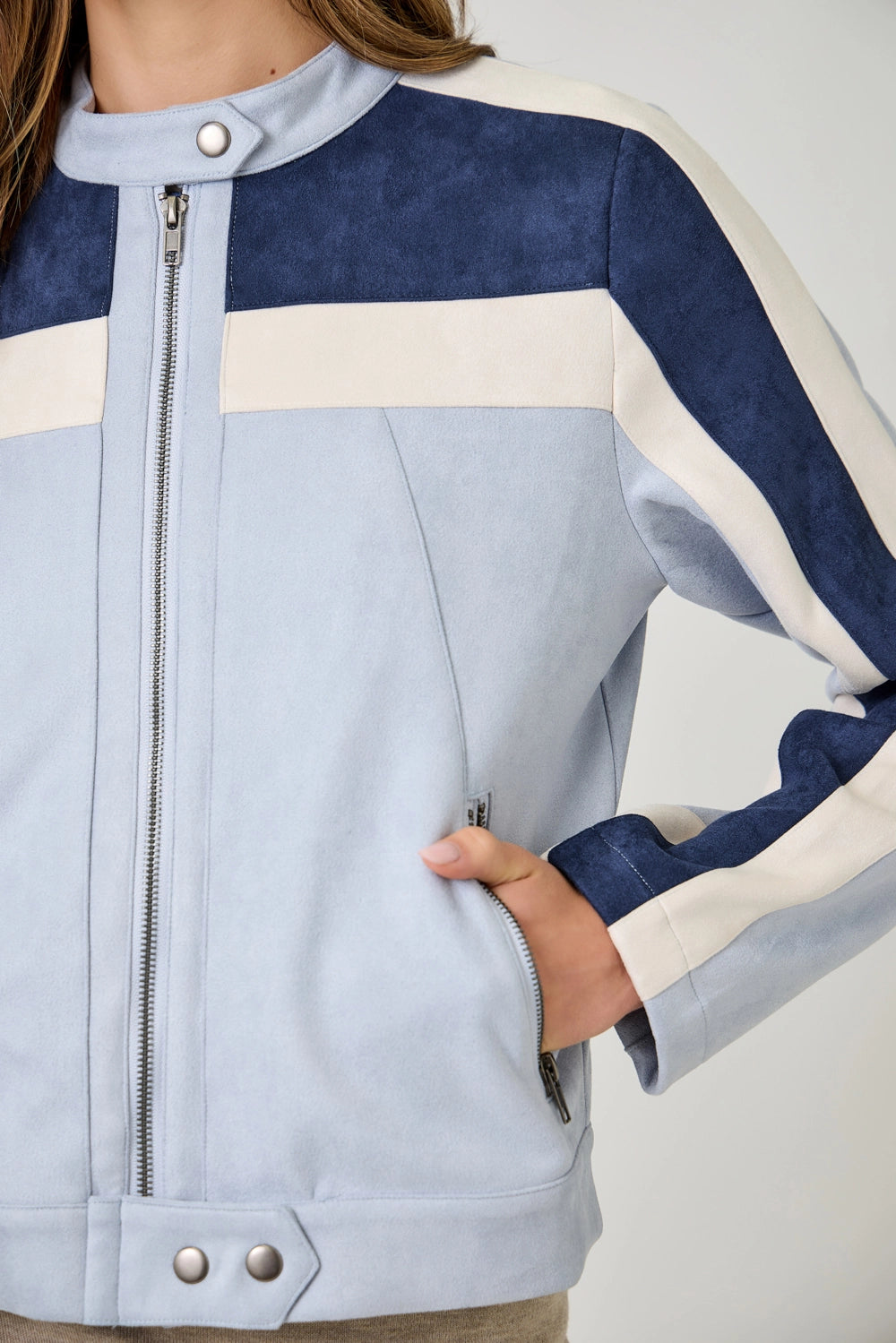 Color Blocked Moto Jacket