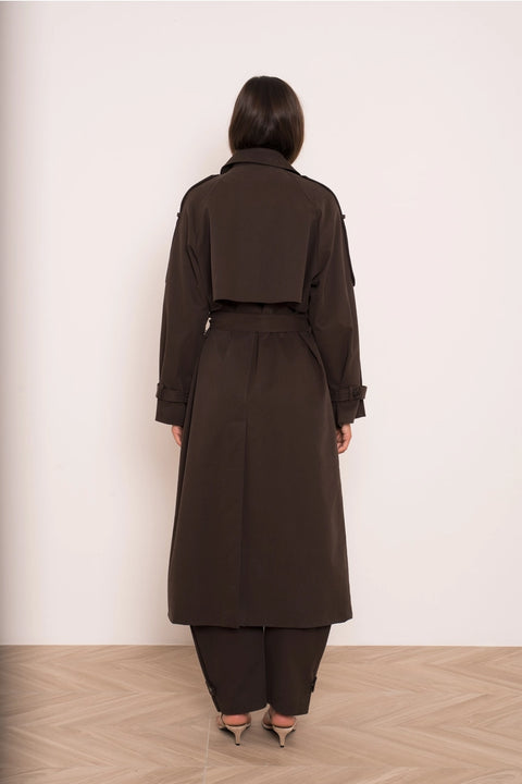 Utility Oversized Long Double-Breasted Trench
