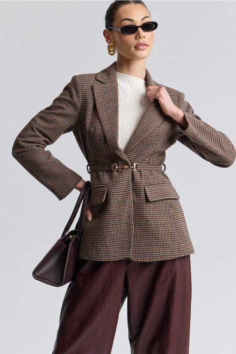Houndstooth Belted Blazer