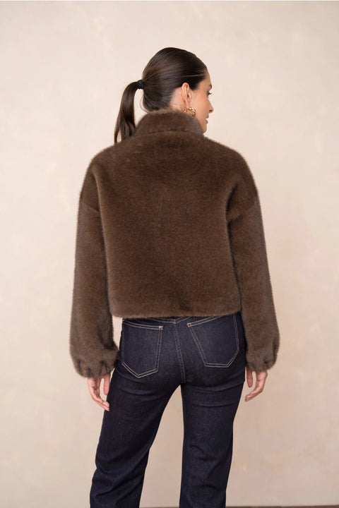 Synthetic Fur Jacket with Patch Pockets