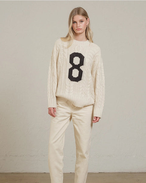 Cable Knit Varsity Sweater