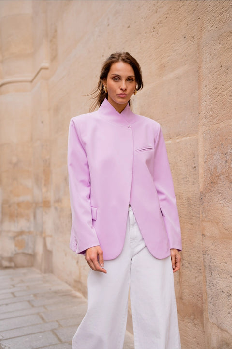 Timeless Structured Jacket with Fold-Down Officer Collar