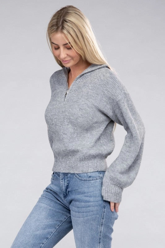 Easy-Wear Half-Zip Pullover Heather Grey-Pullover-Blak Wardrob-S-Urbanheer