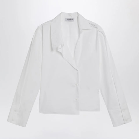 The Attico White asymmetric cotton shirt