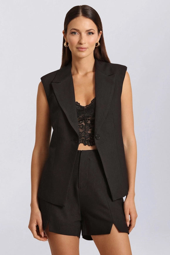 Sculpted Suit Vest Black-Suit Vest-Avec Les Filles-Urbanheer