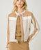 Color Blocked Moto Jacket - Oatmeal Combo