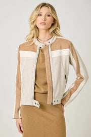 Color Blocked Moto Jacket