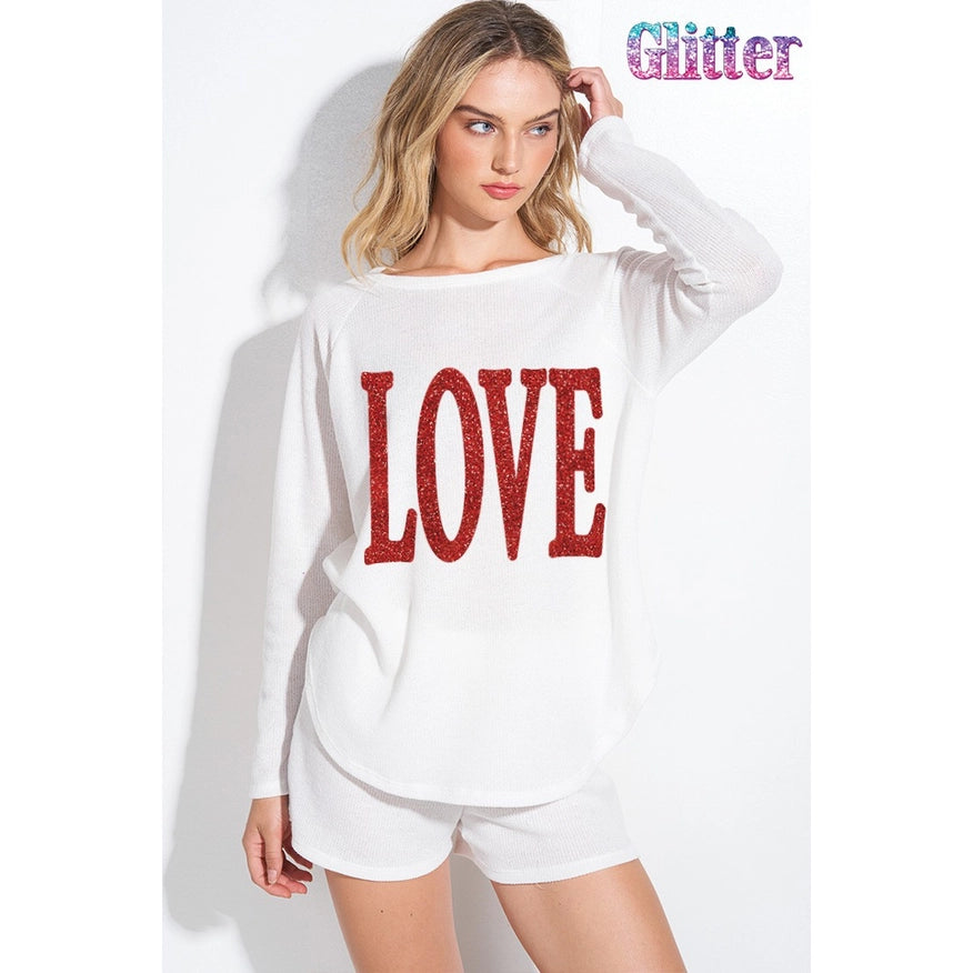 Love Sequin Lounge Set Ivory-Sets-Faith Apparel-S-Urbanheer