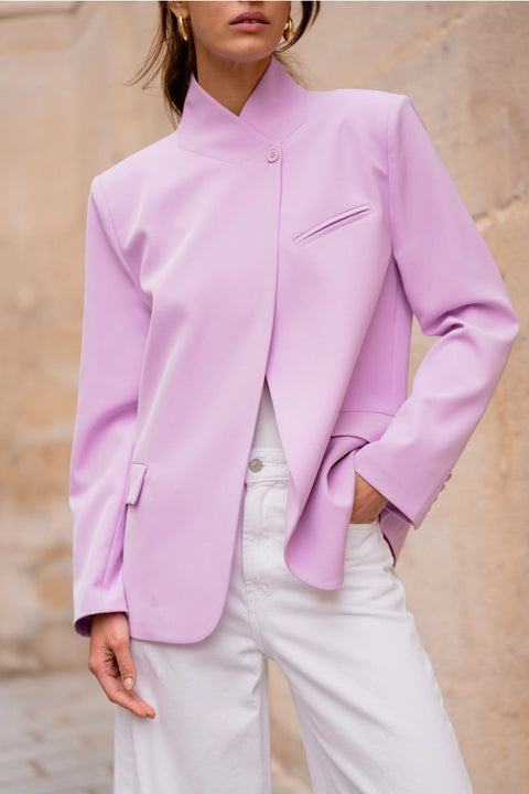 Timeless Structured Jacket with Fold-Down Officer Collar