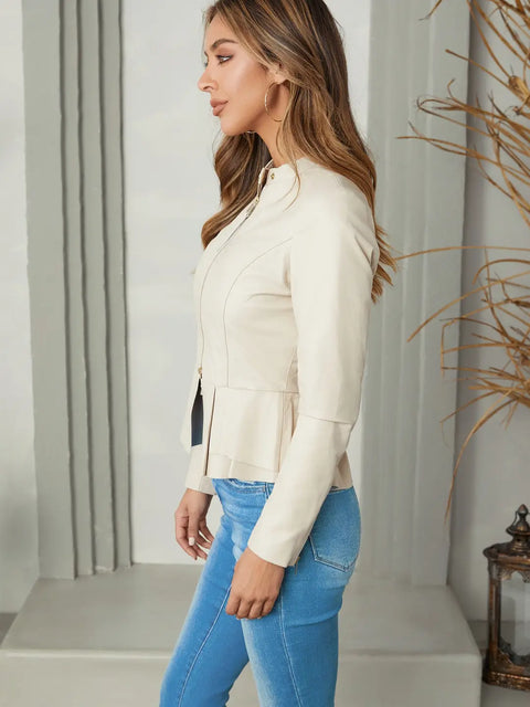 Peplum Leather Moto Jacket