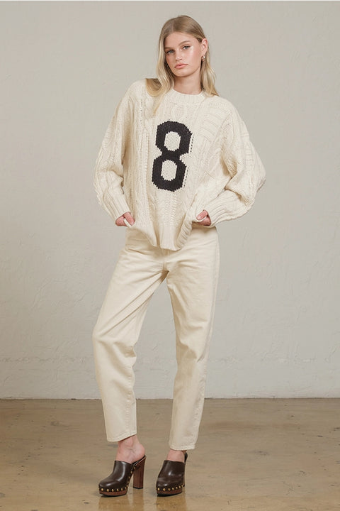 Cable Knit Varsity Sweater