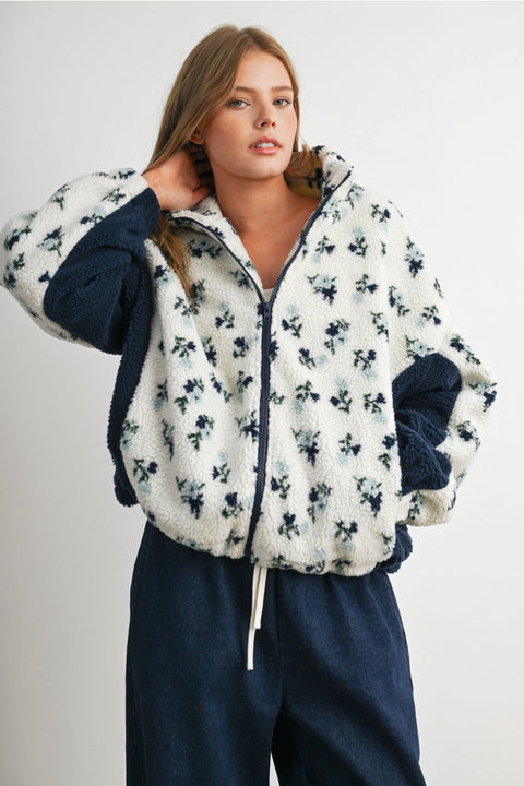 Floral Sherpa Fleece Jacket