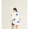 Cupid Linen Shirt - Off-White with Metallic Dark Blue Hearts-Shirt-Lanhtropy-XS-Off-white w/Foil Dark Blue Hearts-Urbanheer