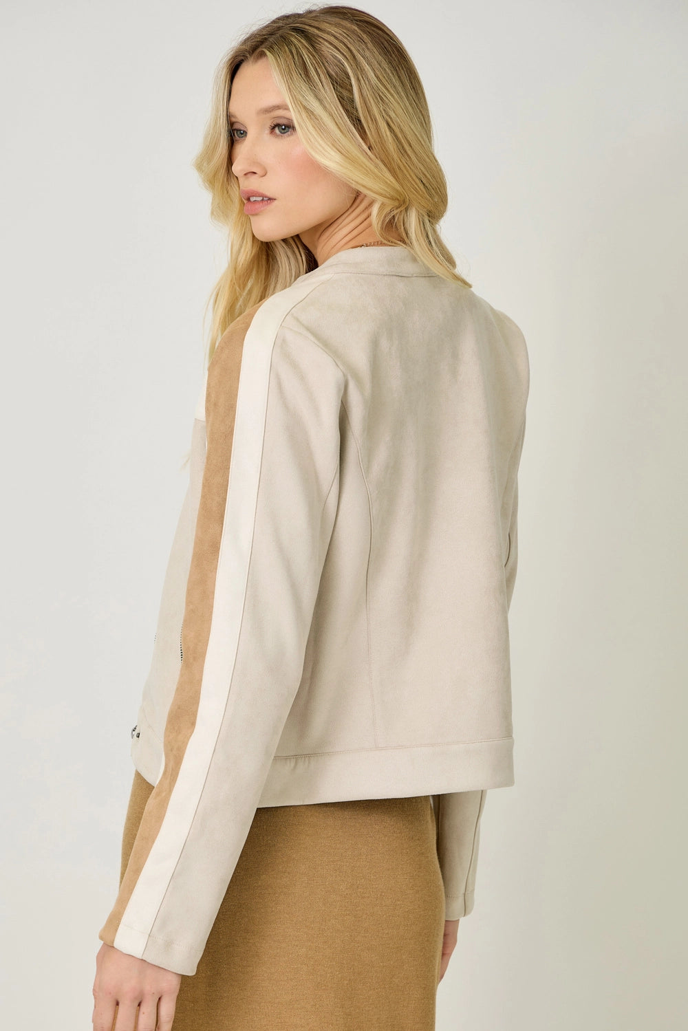 Color Blocked Moto Jacket