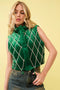 Velvet Quilted Rhinestone Embellished Crop Vest Green-Vest-Blue B-S-Urbanheer