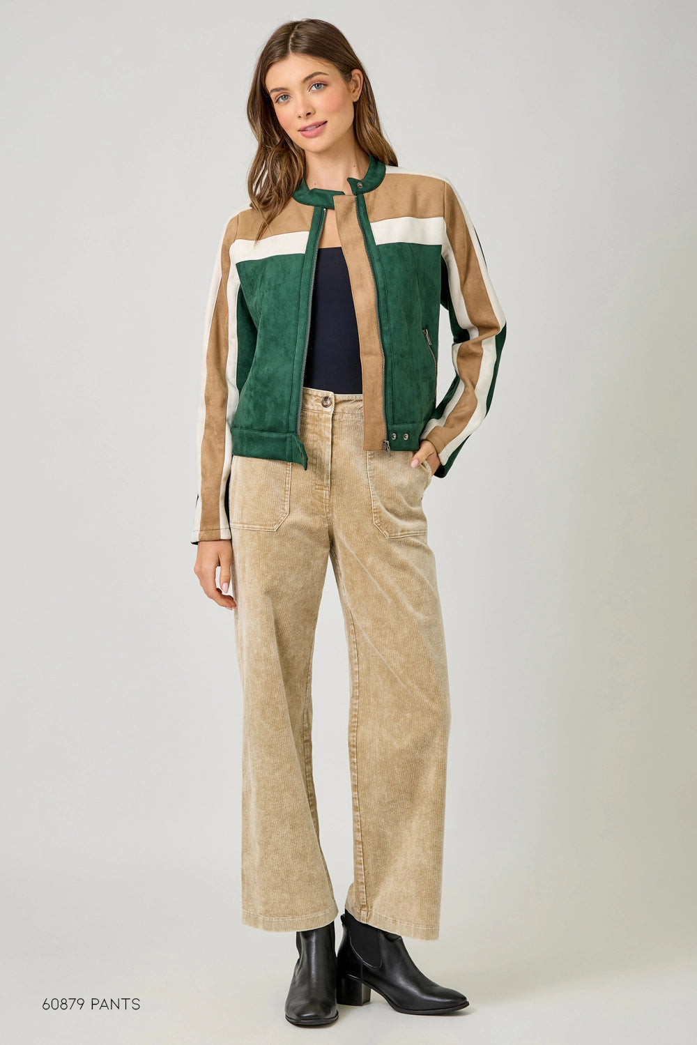 Color Blocked Moto Jacket