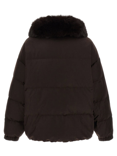 Yves Salomon Flannel Down Jacket With Mittens