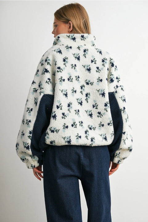 Floral Sherpa Fleece Jacket