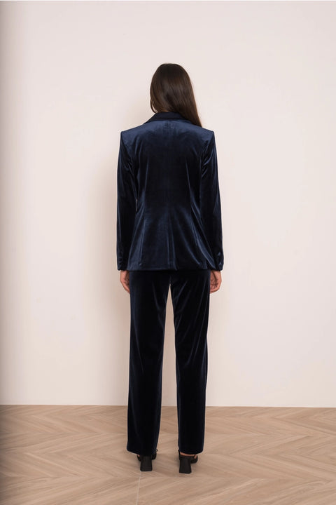 Velvet Fitted Velvet Tuxedo Blazer with Satin Lapel