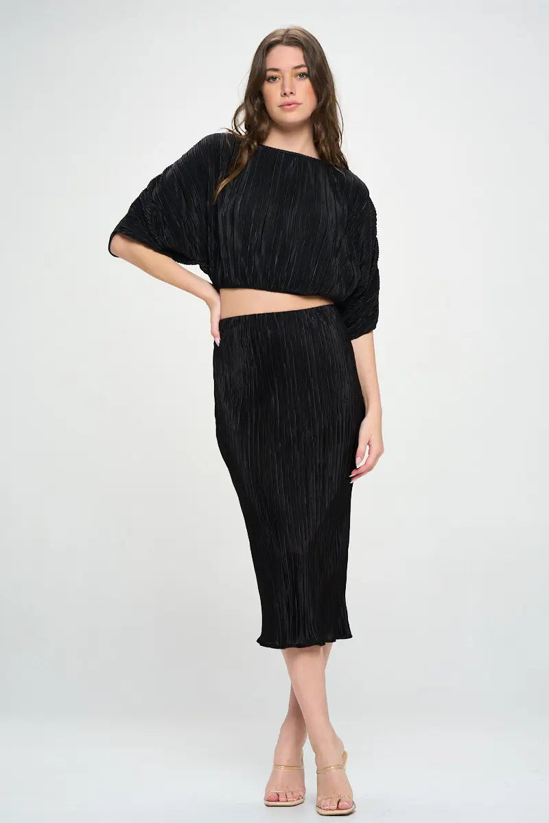 Vibrant Plisse Scoop Neck Crop Top-Renee C.-S-Urbanheer