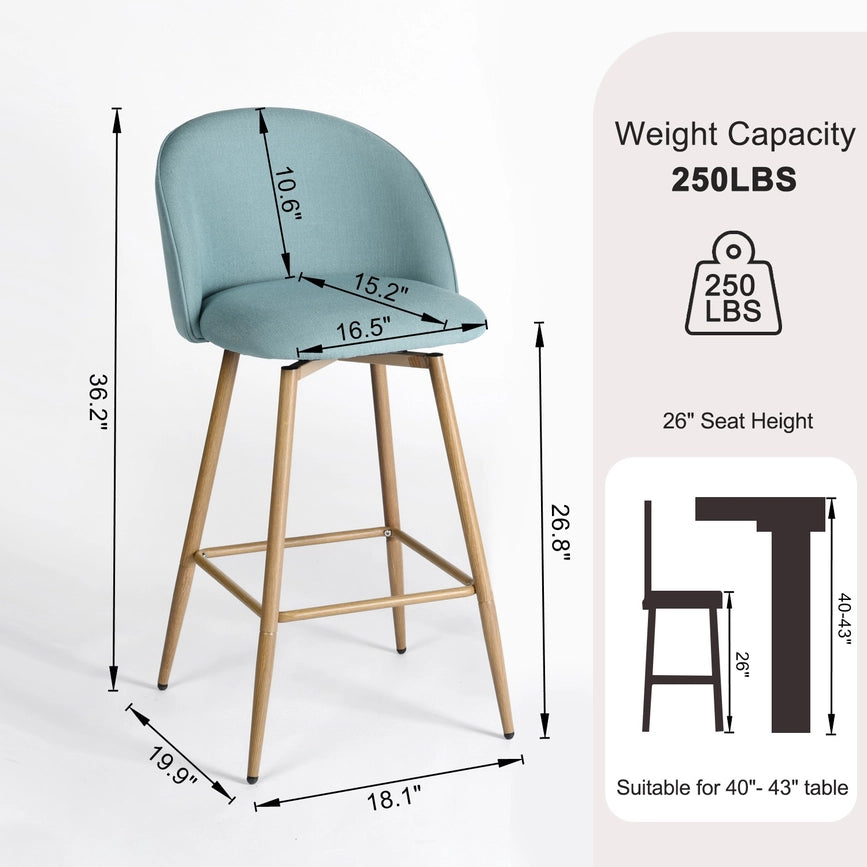 27in Swivel Counter Barstools Fabric -Blue-Table & Bar Stools-39F Inc.-Blue-Urbanheer