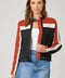 Color Blocked Moto Jacket - Black Combo
