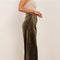 Wide Velvet Flowing Trousers with Double-Button Fastening