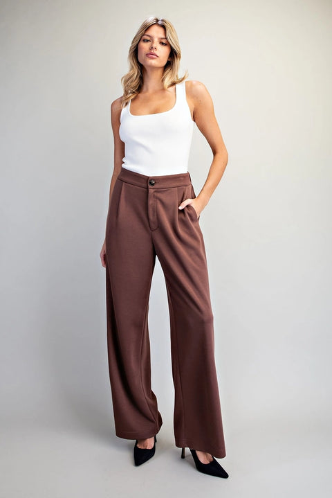 Pleated Elastic Back Waist Pants