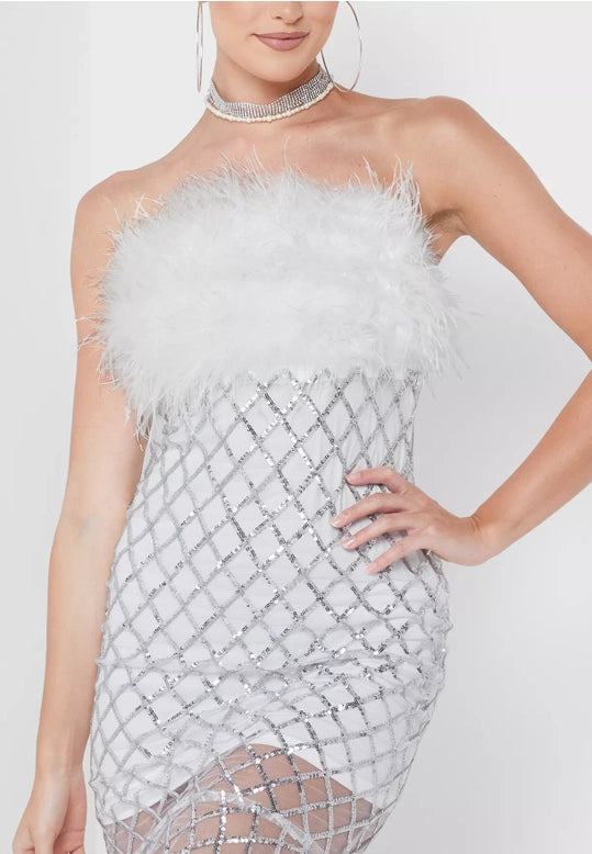 Hollywood Feather Detail Sleeveless Dress-Clothing - Women-Amy Lynn-S-Urbanheer