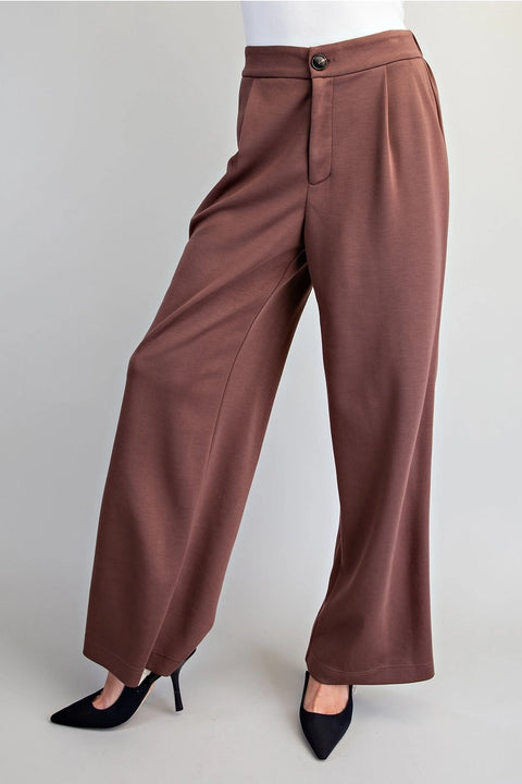 Pleated Elastic Back Waist Pants