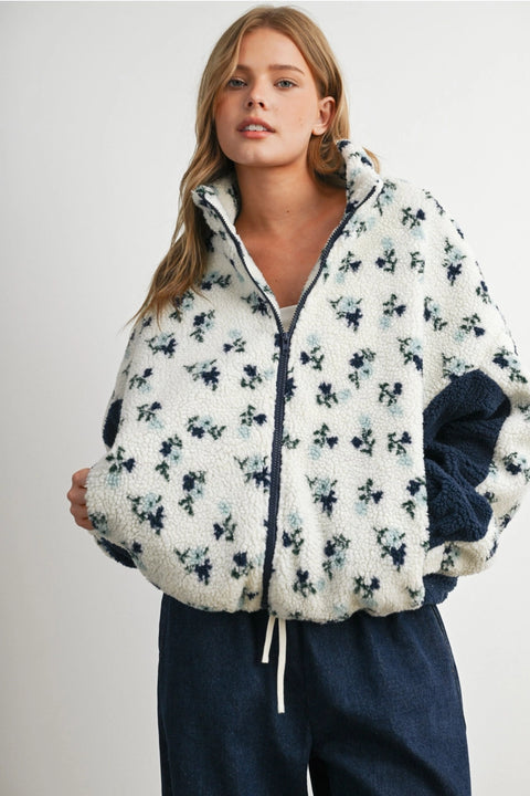 Floral Sherpa Fleece Jacket